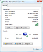 Wireless Network Connection Status dialog in Windows 7